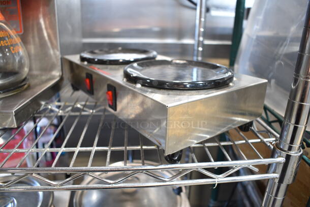 Newco X-2 Stainless Steel Commercial Countertop 2 Burner Coffee Pot Warmer. 120 Volts, 1 Phase. Tested and Working! - Image 3 of 4