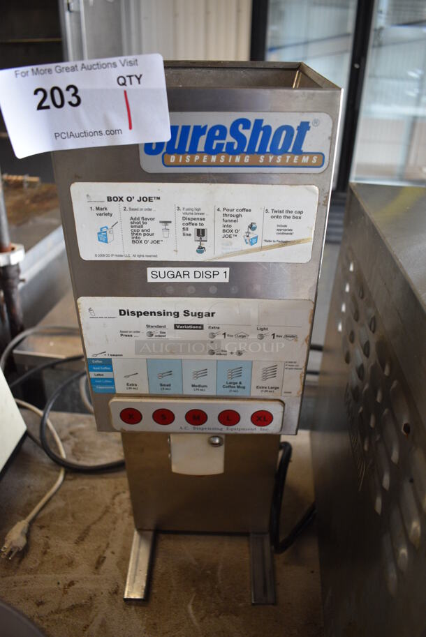 SureShot Stainless Steel Commercial Countertop Sugar Dispenser. 7.5x11x22