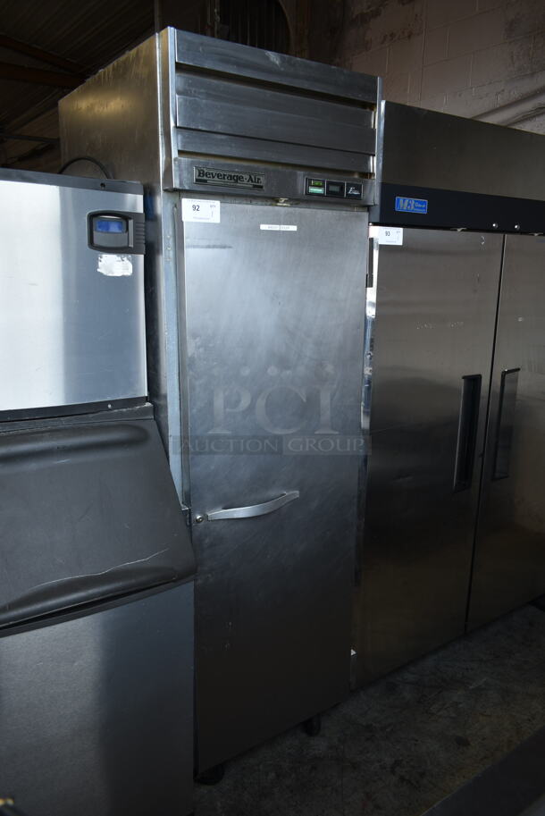 Beverage Air ER21-1AS Stainless Steel Commercial Single Door Reach In Cooler on Commercial Casters. 115 Volts, 1 Phase. Tested and Powers On But Does Not Get Cold - Image 1 of 6