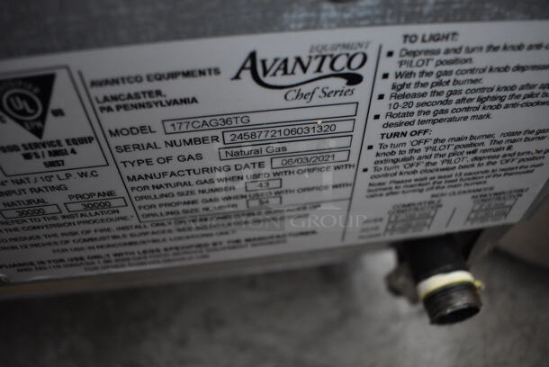 BRAND NEW SCRATCH AND DENT! 2021 Avantco 177CAG36TG Stainless Steel Commercial Countertop Natural Gas Powered Flat Top Griddle. 36x30x16 - Image 7 of 7