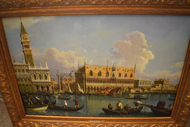 Framed Canvas Painting Reproduction of View of the Bacino di San Marco by Antonio Canaletto From Art Dealer Ed Mero! - Image 5 of 6