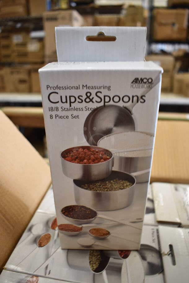 12 BRAND NEW IN BOX! Amco Stainless Steel Professional Measuring Cups and Spoons! 12 Times Your Bid!