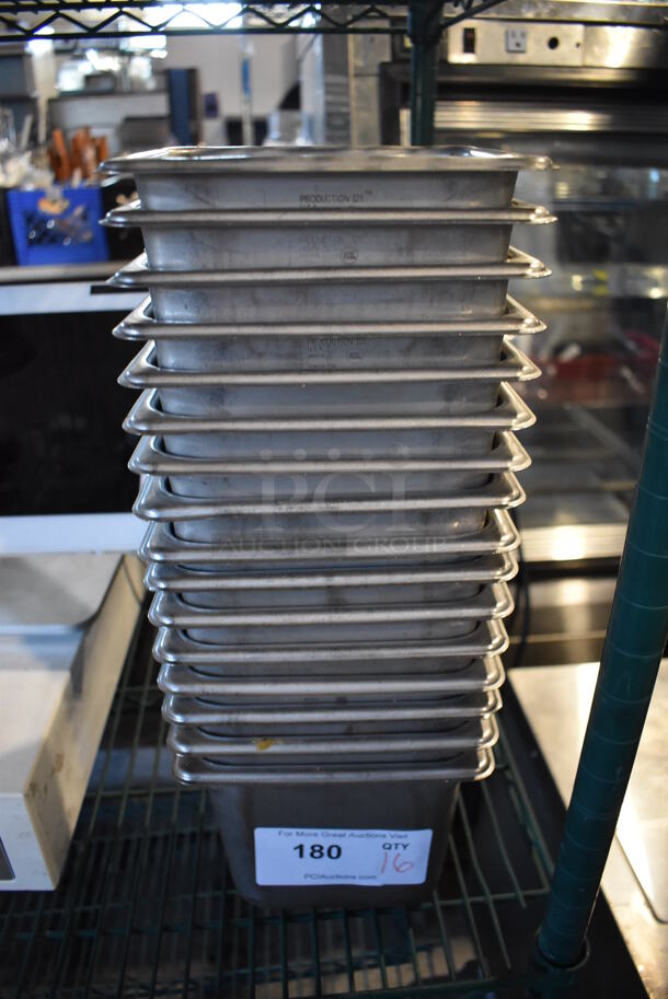16 Stainless Steel 1/6 Size Drop In Bins. 1/6x6. 16 Times Your Bid!