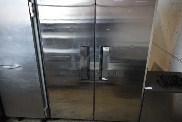 Turbo Air M3R47-2 Stainless Steel Commercial 2 Door Reach In Cooler w/ Poly Coated Racks on Commercial Casters. 115 Volts, 1 Phase. Tested and Powers On But Does Not Get Cold - Image 3 of 7