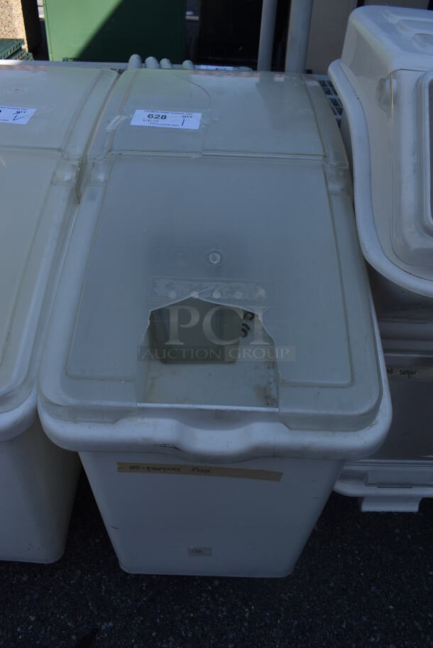 White Poly Ingredient Bin on Commercial Casters. 16x29x29