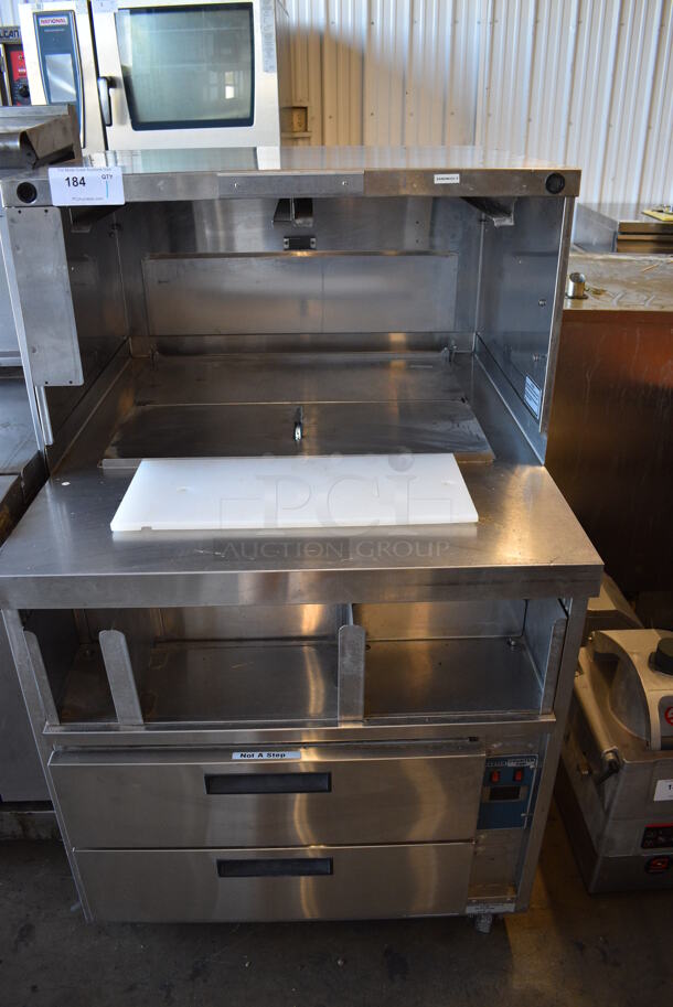 Duke Model DPC-38-120-DRW-DR-LM Stainless Steel Commercial Prep Table w/ 2 Drawers on Commercial Casters. 120 Volts, 1 Phase. 32x38x54. Tested and Working! - Image 6 of 10