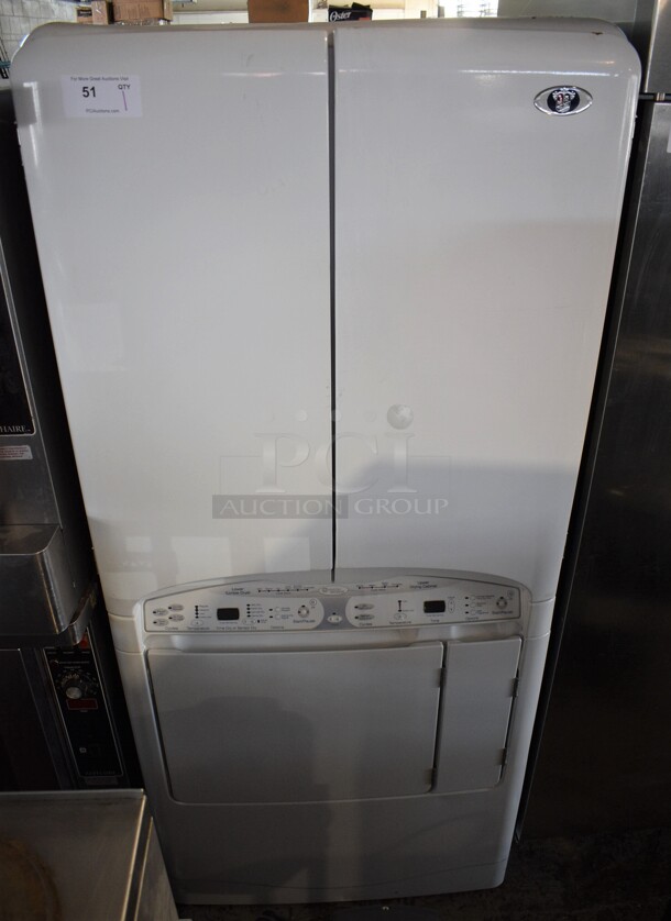 Maytag MCG8000AWW Metal Natural Gas Powered Front Load Tumble Dryer w/ Upper Drying Cabinet. 33x35x73 - Image 1 of 8