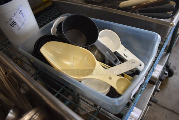 ALL ONE MONEY! Lot of Various Poly Utensils in Blue Tinted Poly Bin! - Image 3 of 4