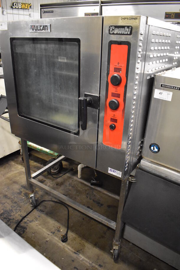 Vulcan Hart ABC G-NAT Stainless Steel Commercial Propane Gas Powered Full Size Combi Convection Oven on Metal Frame w/ Commercial Casters. 80,000 BTU. 42x43x66.5 - Image 5 of 8