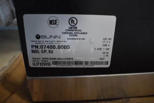 LIKE NEW! 2022 Bunn VLPF Stainless Steel Commercial Automatic Coffee Brewer with Two Lower Warmers and Poly Brew Basket. Used a Few Times at Trade Show as a Demonstration. 120 Volts, 1 Phase. 23.5x8x17. Tested and Working! - Image 8 of 8