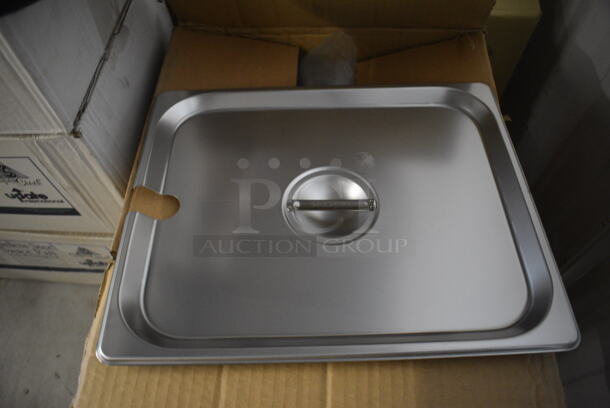 7 BRAND NEW IN BOX! Update Stainless Steel Notched 1/2 Size Lids. 7 Times Your Bid! - Image 1 of 2