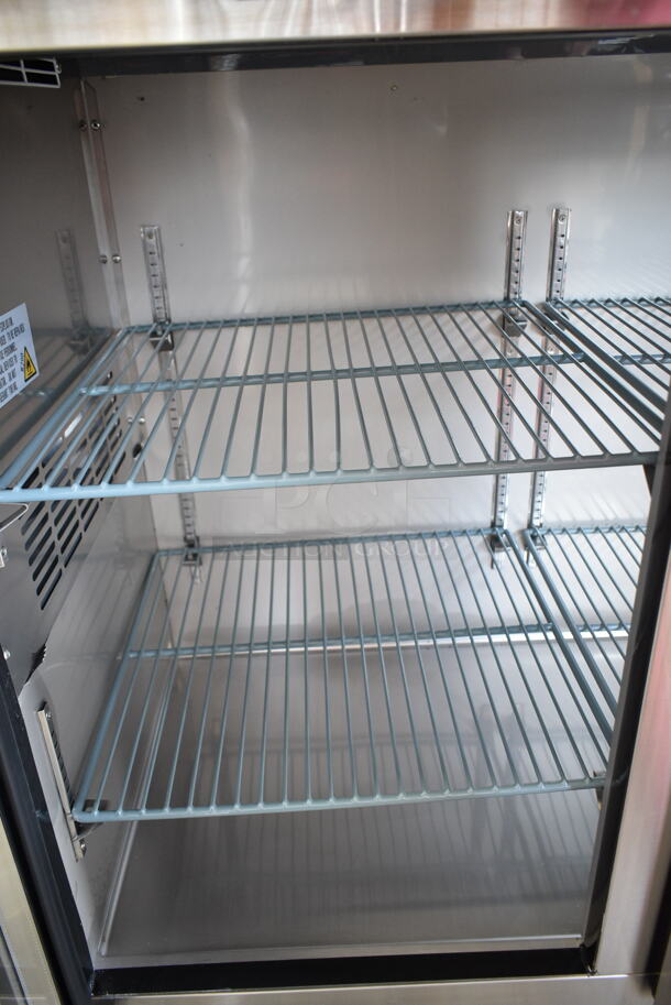 BRAND NEW SCRATCH AND DENT! 2024 Avantco 178UBB72GHCS 73" Stainless Steel Counter Height Narrow Glass Door Back Bar Refrigerator with LED Lighting. 115 Volts, 1 Phase. Tested and Powers On But Does Not Get Cold - Image 6 of 7