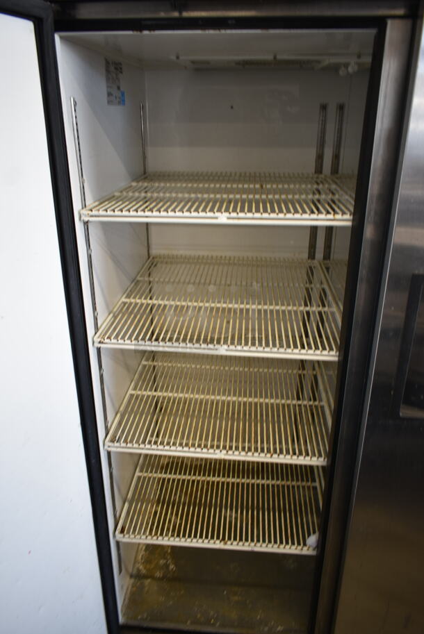 2013 True TG2R-2S ENERGY STAR Stainless Steel Commercial 2 Door Reach In Cooler w/ Poly Coated Racks on Commercial Casters. 115 Volts, 1 Phase. Tested and Working! - Image 5 of 8