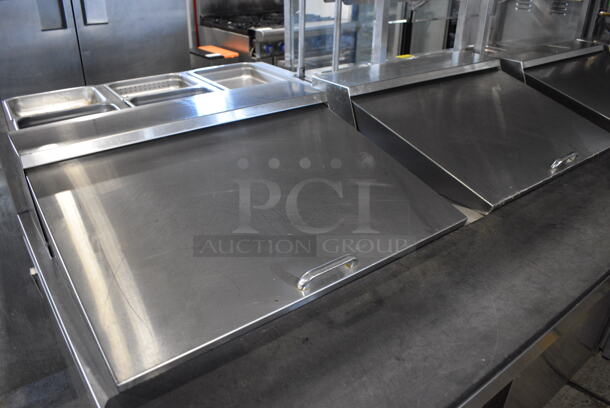 Continental Model SW60-24M Stainless Steel Commercial Sandwich Salad Prep Table Bain Marie Mega Top Bain Marie w/ 2 Over Shelves on Commercial Casters. 115 Volts, 1 Phase. 60x36x72. Tested and Working! - Image 3 of 10