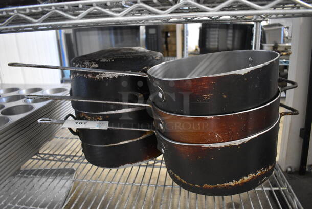 6 Metal Sauce Pans. 24x11x6. 6 Times Your Bid!