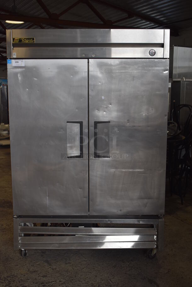 2013 True T-49F ENERGY STAR Stainless Steel Commercial 2 Door Reach In Freezer w/ Poly Coated Racks. 115 Volts, 1 Phase. Tested and Working!