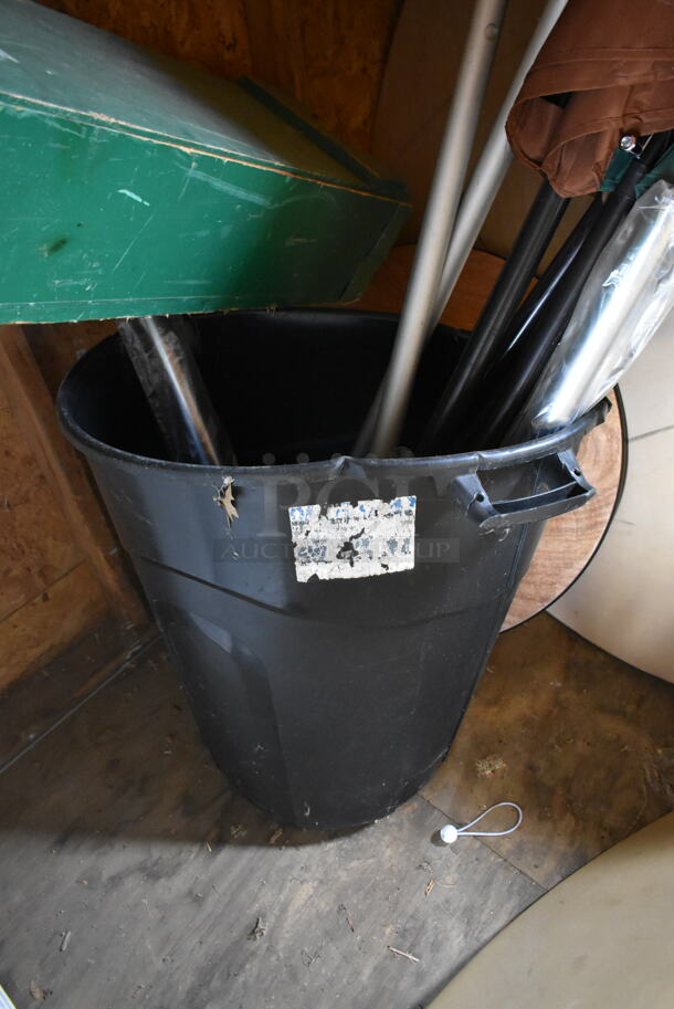 5 Patio Umbrellas in Black Poly Trash Can. 5 Times Your Bid!  (outside shed) - Image 3 of 5