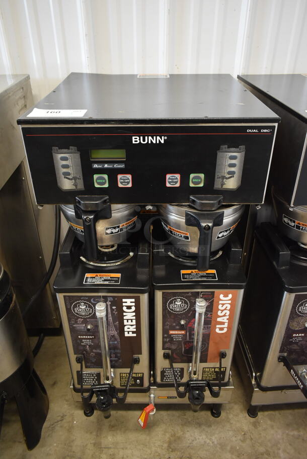 2012 Bunn DUAL SH DBC Stainless Steel Commercial Countertop Coffee Machine w/ Hot Water Dispenser, 2 Satellite Servers and 2 Metal Brew Baskets. 120/240 Volts, 1 Phase. - Image 1 of 6