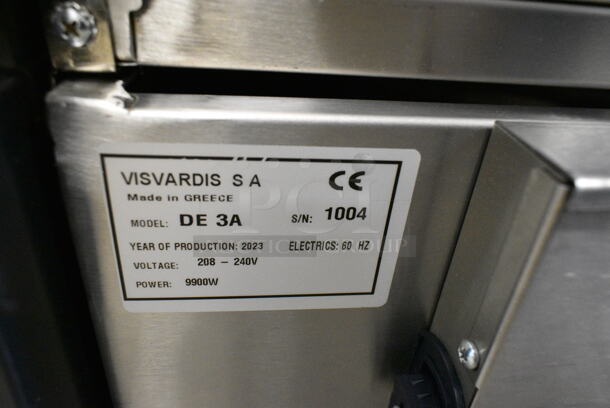 BRAND NEW SCRATCH AND DENT! Visvardis DE 3A Stainless Steel 90 Lb Electric Gyro Machine. 208-240 Volts.  - Image 11 of 11
