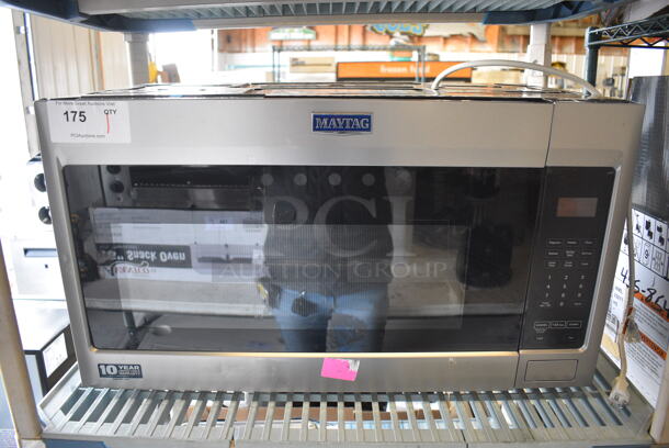 BRAND NEW! 2022 Maytag Stainless Steel Microwave Oven w/ Plate. 120 Volts, 1 Phase. 30x16x17 - Image 1 of 8