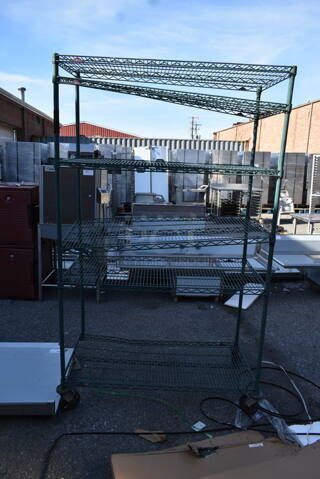 Metro Green Finish 6 Tier Wire Shelving Unit on Commercial Casters. BUYER MUST DISMANTLE. PCI CANNOT DISMANTLE FOR SHIPPING. PLEASE CONSIDER FREIGHT CHARGES.