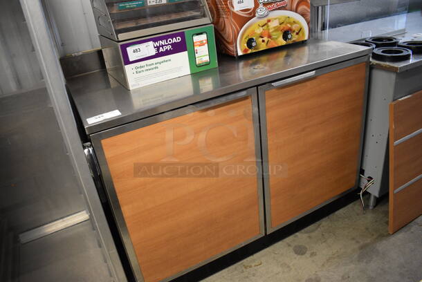 Duke Model RUF-48M Stainless Steel 2 Door Work Top Cooler w/ Backsplash and Wood Pattern Doors. 120 Volts, 1 Phase. 48x30x40. Tested and Working! - Image 3 of 5