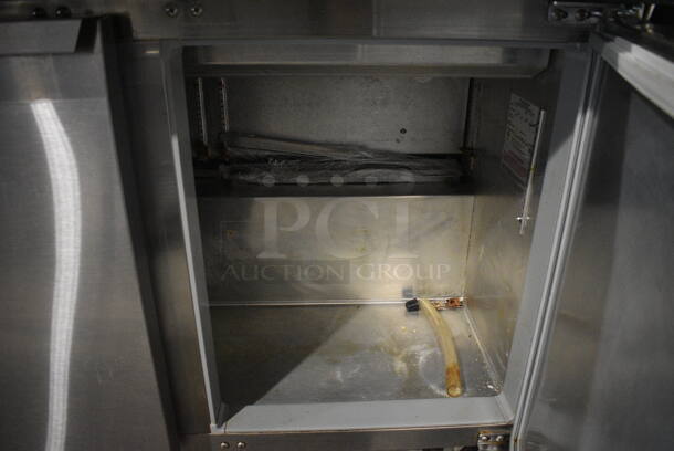 Continental Model SW48-18M Stainless Steel Commercial Sandwich Salad Prep Table Bain Marie Mega Top Bain Marie w/ 2 Over Shelves on Commercial Casters. 115 Volts, 1 Phase. 48x36x71. Tested and Powers On But Temps at 60 Degrees - Image 6 of 7