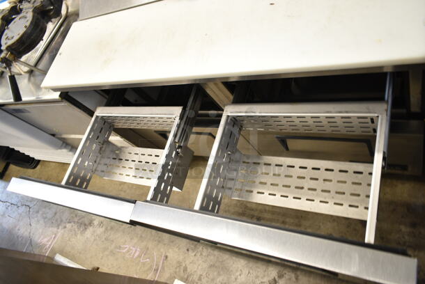 True TSSU-48-12D-4 Stainless Steel Commercial Sandwich Salad Prep Table Bain Marie Mega Top w/ 4 Drawers. 115 Volts, 1 Phase. Tested and Working! - Image 2 of 6