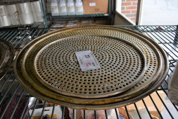 3 Metal Perforated Round Baking Pans. Includes 19x19. 3 Times Your Bid!