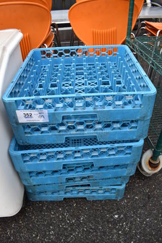 ALL ONE MONEY! Lot of 6 Blue Poly Dish Caddies. 19.5x19.5x4