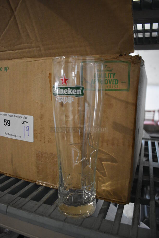 19 BRAND NEW IN BOX! Heineken Beverage Glasses. 3x3x9. 19 Times Your Bid!  - Image 2 of 3