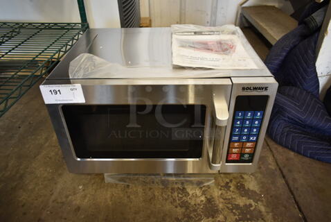 BRAND NEW SCRATCH AND DENT! 2023 Solwave 180MW112T Stainless Steel Commercial Countertop Microwave Oven. 120 Volts, 1 Phase. 