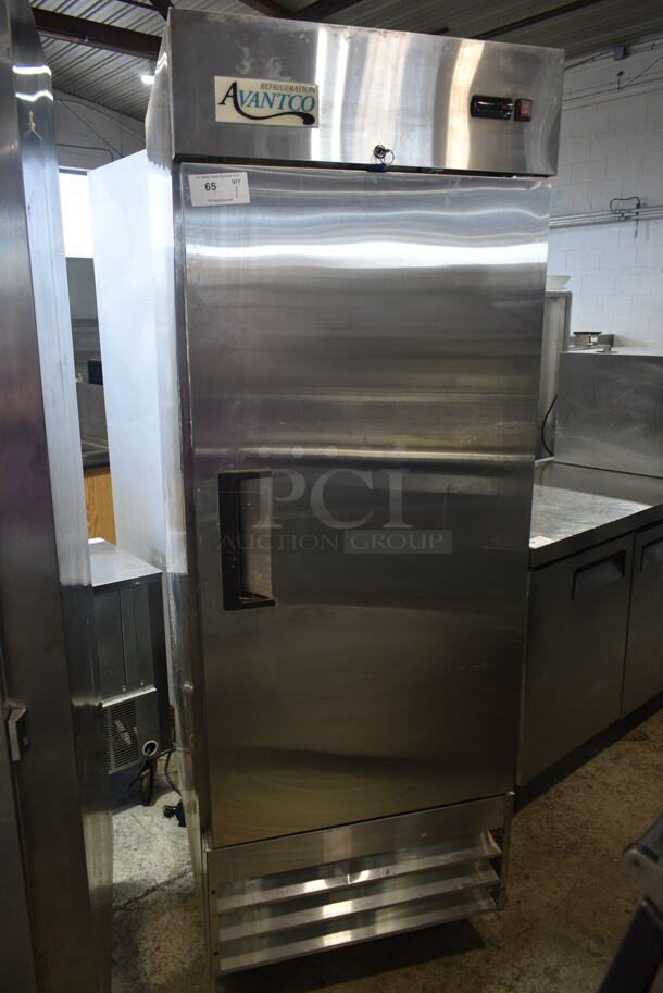 Avantco 178A23RHC Stainless Steel Commercial Single Door Reach In Cooler w/ Poly Coated Racks on Commercial Casters. 115 Volts, 1 Phase. Tested and Working!