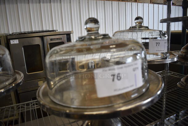 Metal Cake Stand w/ Glass Dome Lid. 13x13x11.5 - Image 3 of 3
