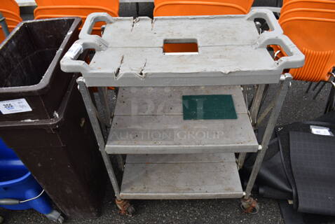 Carlisle Gray Poly 3 Tier Cart on Commercial Casters. 29x16x37
