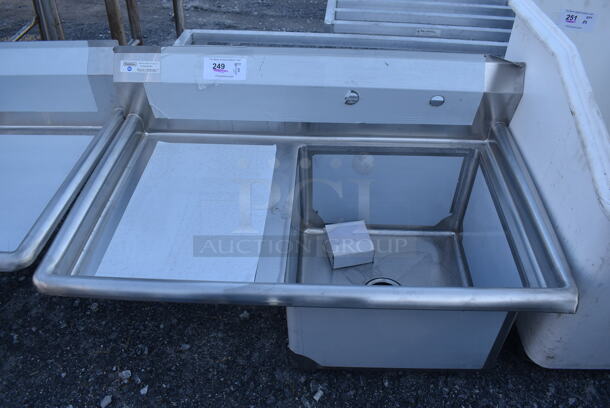 BRAND NEW SCRATCH AND DENT! Steelton 522CS1181818RT Stainless Steel Commercial Single Bay Sink w/ Left Side Drain Board. No Legs. 39x24x23. Bay 18x18x12. Drain Board 16x20x1 - Image 1 of 5