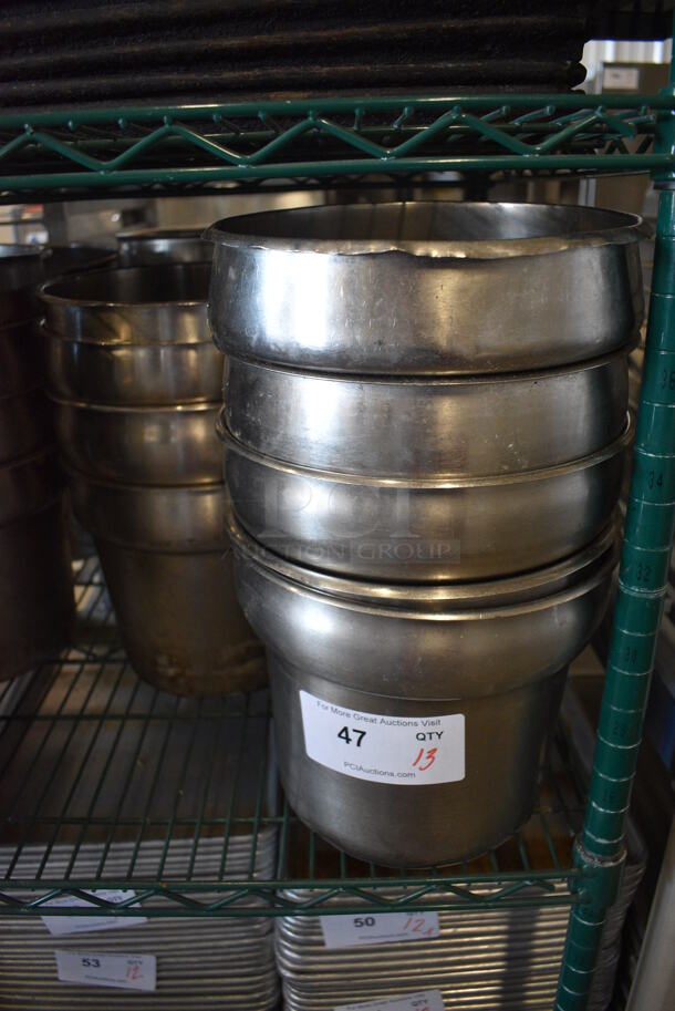 13 Stainless Steel Cylindrical Drop In Bins. 9.5x9.5x8.5. 13 Times Your Bid!