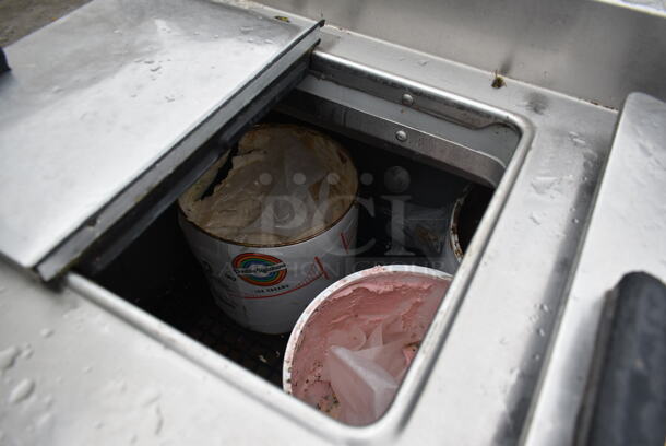Stainless Steel Commercial Freezer w/ Topping Rail, 2 Center Hinge Lids, Sink Bay, Faucet, Handles and Water Well. Cannot Test Due To Missing Power Cord - Image 7 of 7