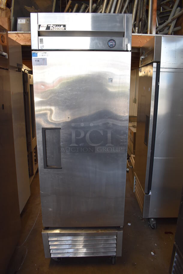 2013 True T-23F ENERGY STAR Stainless Steel Commercial Single Door Reach In Freezer w/ Poly Coated Rack on Commercial Casters. 115 Volts, 1 Phase. Tested and Working!