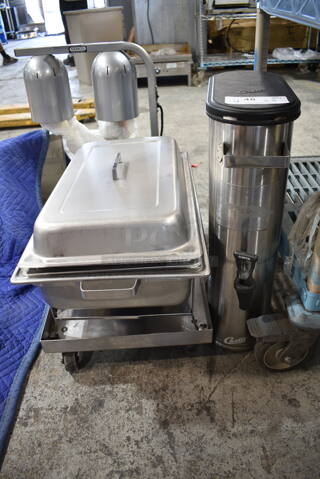 3 Items; Chafing Dish, Curtis Stainless Steel Beverage Holder Dispenser and Dolly. 3 Times Your Bid!