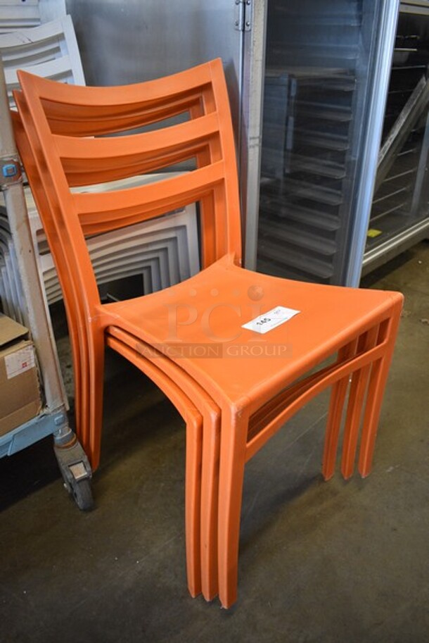 3 Orange Poly Stackable Chairs. 18x19x33.5. 3 Times Your Bid! - Image 2 of 4