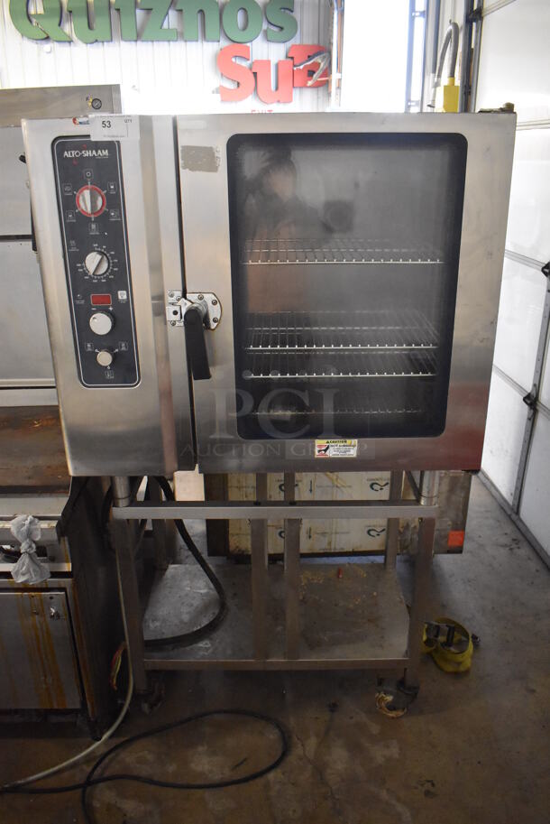 Alto Shaam Model 10.10 ML Stainless Steel Commercial Electric Powered Combitherm Convection Oven w/ View Through Door on Stand. 208-240 Volts, 3 Phase. 42x30x71