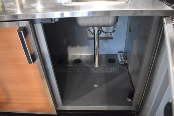Duke Stainless Steel Counter w/ Sink Basin, Faucet, Handle and 2 Wood Pattern Doors. 48x30x40 - Image 6 of 8