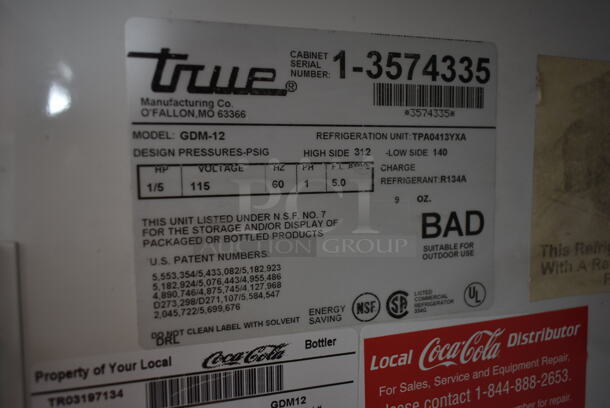 True GDM-12 Metal Commercial Single Door Reach In Cooler Merchandiser w/ Poly Coated Racks. 115 Volts, 1 Phase. Tested and Working! - Image 9 of 9