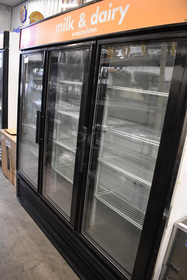 True Model GDM-72 Metal Commercial 3 Door Reach In Cooler Merchandiser w/ Poly Coated Rack. 115 Volts, 1 Phase. 78x32x79. Tested and Working! - Image 2 of 6