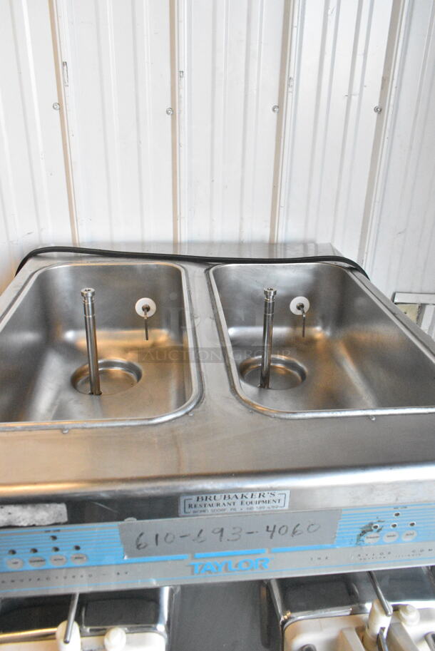 Taylor 755-27 Stainless Steel Commercial 2 Flavor w/ Twist Soft Serve Ice Cream Machine on Commercial Casters. 208-230 Volts, 1 Phase.  - Image 4 of 8
