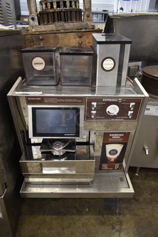 Thermoplan Black & White 3 Stainless Steel Commercial Countertop Automatic Espresso Machine w/ 3 Hoppers. 208-230 Volts, 1 Phase.