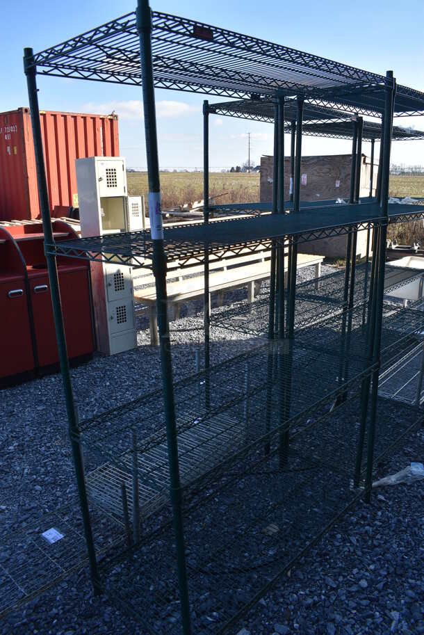 Eagle Green Finish 4 Tier Wire Shelving Unit. BUYER MUST DISMANTLE. PCI CANNOT DISMANTLE FOR SHIPPING. PLEASE CONSIDER FREIGHT CHARGES. 48x18x75 - Image 2 of 3