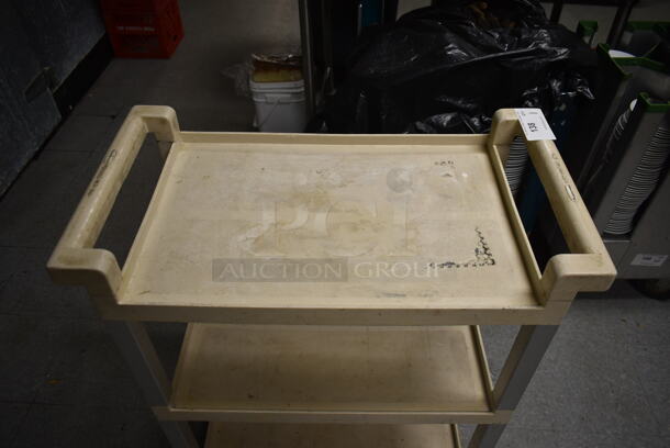 Tan Poly 3 Tier Cart w/ Push Handles on Commercial Casters. (dish room) - Image 3 of 5