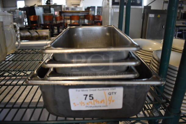 4 Various Stainless Steel Drop In Bins Including 1/3x4, 1/2x4. 4 Times Your Bid!